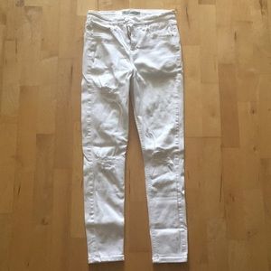 Distressed high waisted white jeans